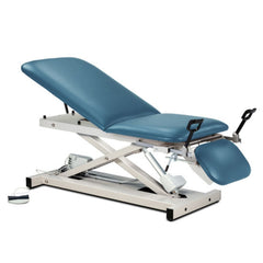 Open Base Power Exam Table with Stirrups, Adjustable Backrest and Footrest - sold by Dansons Medical - manufactured by Clinton Industries