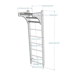BenchK 111 Solid Beech Wooden Wall Bars with Adjustable Pull-up Bar