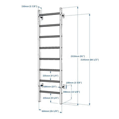 BenchK 200 Beech Wooden Wall Bars with Steel Frame and 8 Rungs