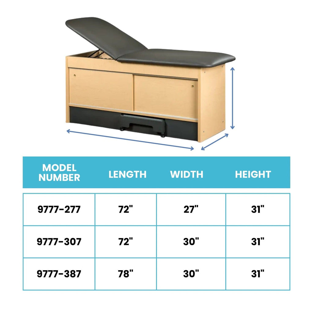Clinton Industries Step-Up Treatment Table with 2 Sliding Doors - sold by Dansons Medical -  manufactured by Clinton Industries (MM)