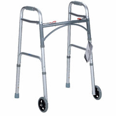 Dynarex Two Button Folding Walker with Wheels - sold by Dansons Medical - Rollator Walkers manufactured by Dynarex