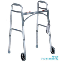 Dynarex Two Button Folding Walker with Wheels - sold by Dansons Medical - Rollator Walkers manufactured by Dynarex