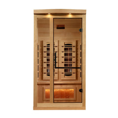 Golden Designs Reserve Edition 1-2 Person Full Spectrum Near Zero EMF FAR Infrared Sauna with Himalayan Salt Bar, a Saunas by Golden Designs (SCS) available at Dansons Medical