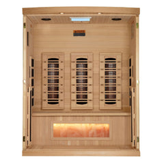 Golden Designs 2025 Reserve Edition 3-Person Full Spectrum Infrared Sauna with Himalayan Salt Bar, a Saunas by Golden Designs (SCS) available at Dansons Medical