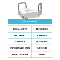 Lumex Locking Raised Toilet Seat With Removable Armrests, Non-Retail Packaging - sold by Dansons Medical - manufactured by Graham Field
