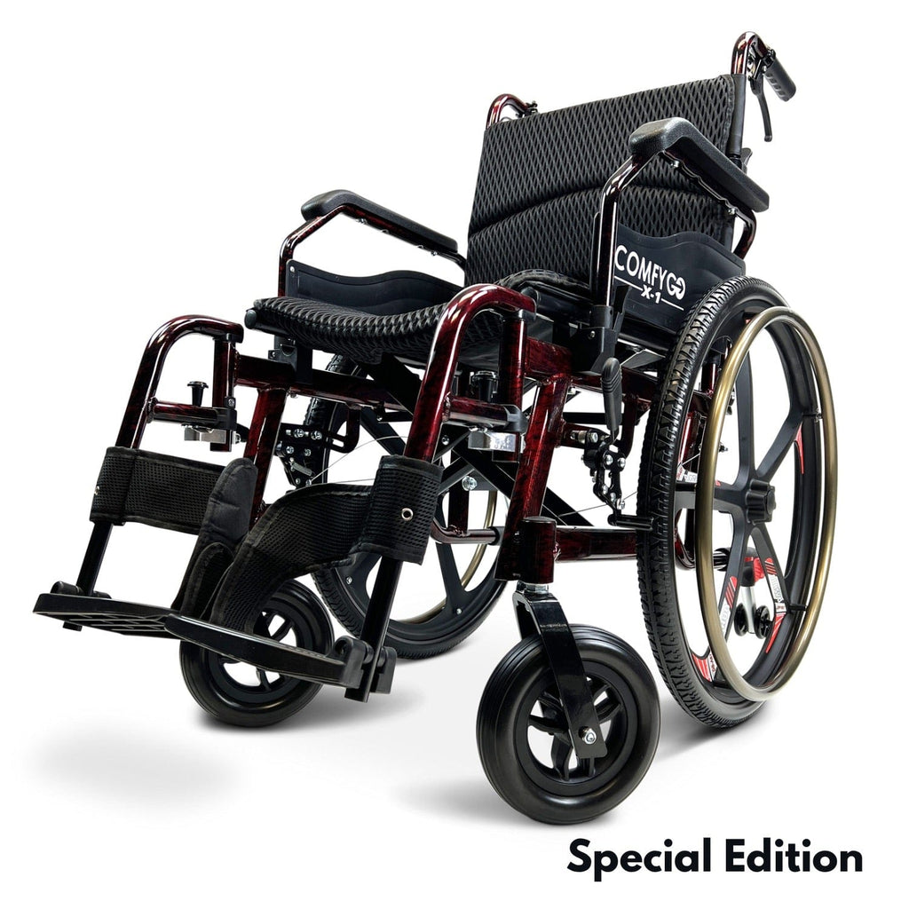 X-1 Lightweight Manual Wheelchair With Quick-Detach Wheels - sold by Dansons Medical - manufactured by ComfyGo Mobility
