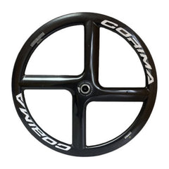Corima 700C carbon fibre four-spoke wheel for a Top End racing wheelchair