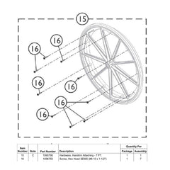 Invacare Attaching Hardware for 7pt Composite Handrim (1065790)