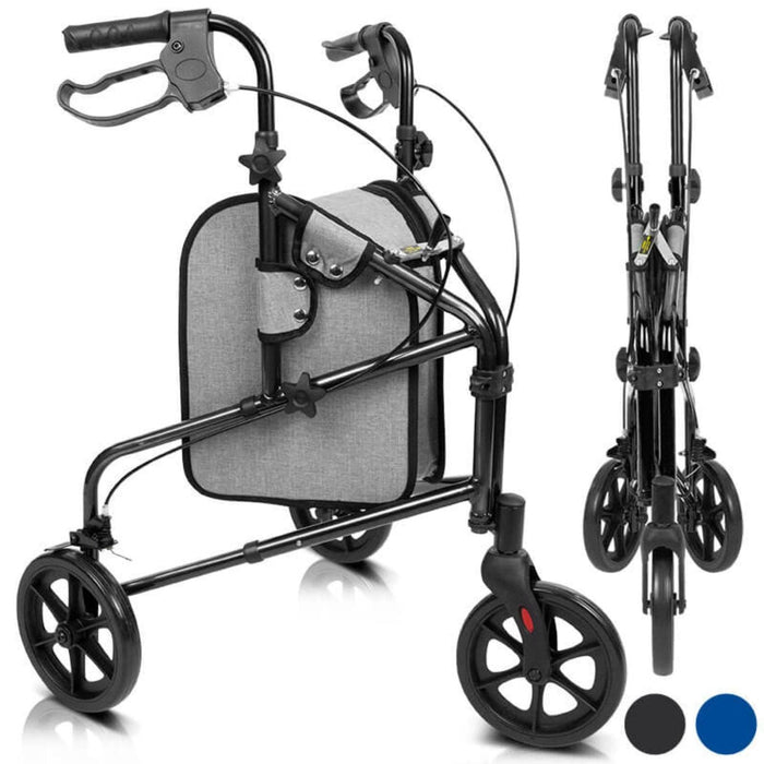Vive 3 Wheel Walker Rollator - Lightweight Foldable Walking Transport