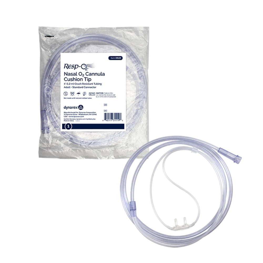 Dynarex Resp-O2 Nasal Oxygen Cannulas with Cushion Tips and Crush-Resistant Tubing