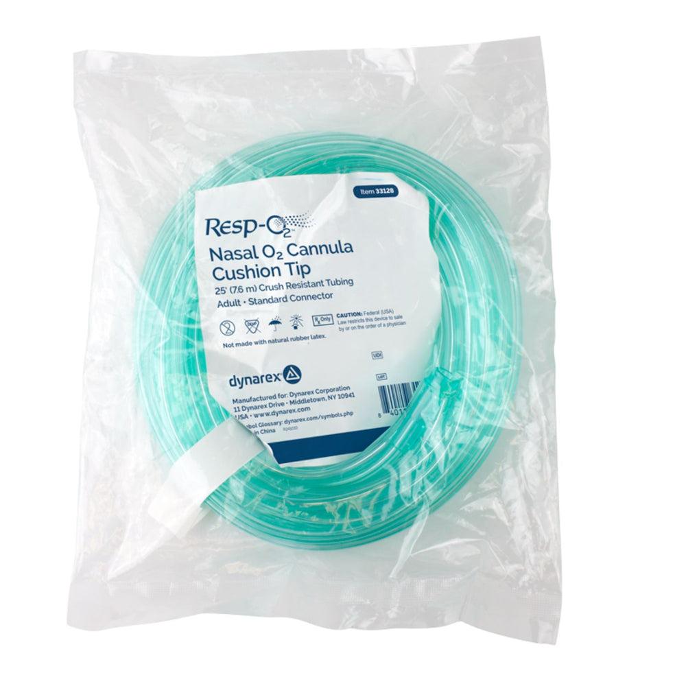 Dynarex Resp-O2 Nasal Oxygen Cannulas with Cushion Tips and Crush-Resistant Tubing
