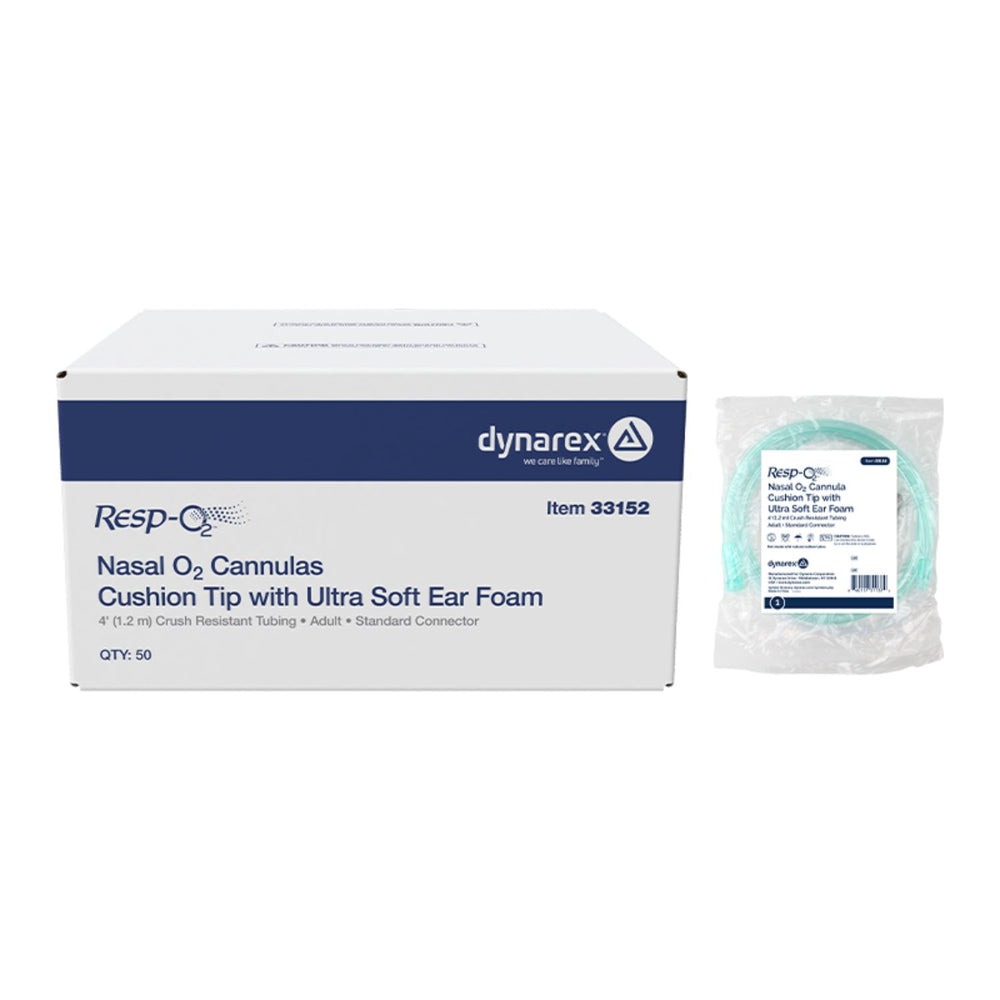 Dynarex Resp-O2 Nasal Oxygen Cannulas with Cushion Tips and Ultra Soft Ear Foam