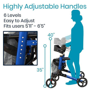 Foldable Rollator Series T - sold by Dansons Medical - manufactured by Vive Health