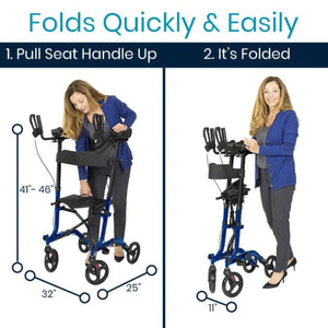 Upright Rollator with Foldable Transport Seat - sold by Dansons Medical - manufactured by Vive Health