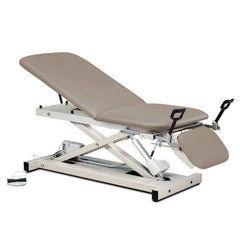 Open Base Power Exam Table with Stirrups, Adjustable Backrest and Footrest - sold by Dansons Medical - manufactured by Clinton Industries 