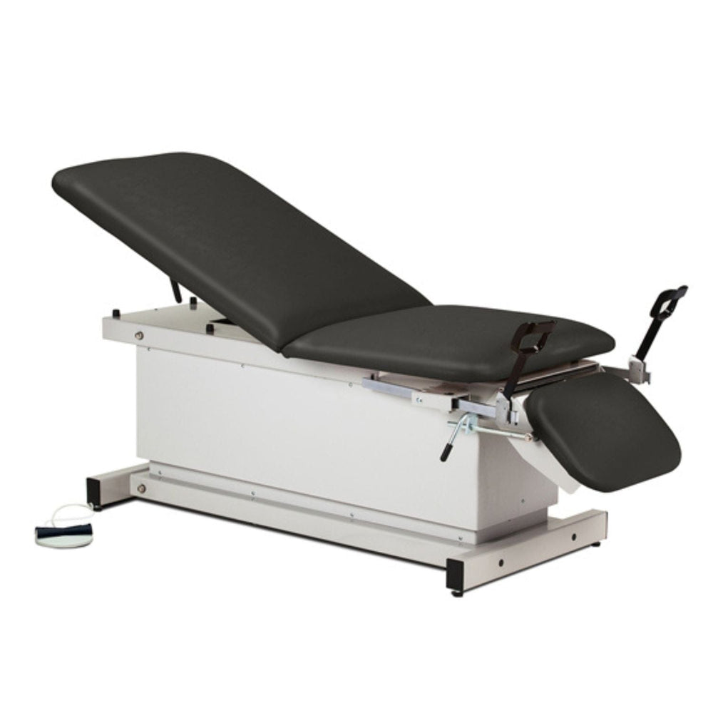 Shrouded Power Exam Table with Stirrups, Adjustable Backrest and Footrest - sold by Dansons Medical - manufactured by Clinton Industries 