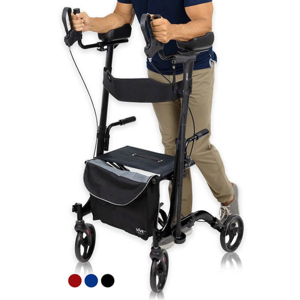 Upright Rollator with Foldable Transport Seat - sold by Dansons Medical - manufactured by Vive Health