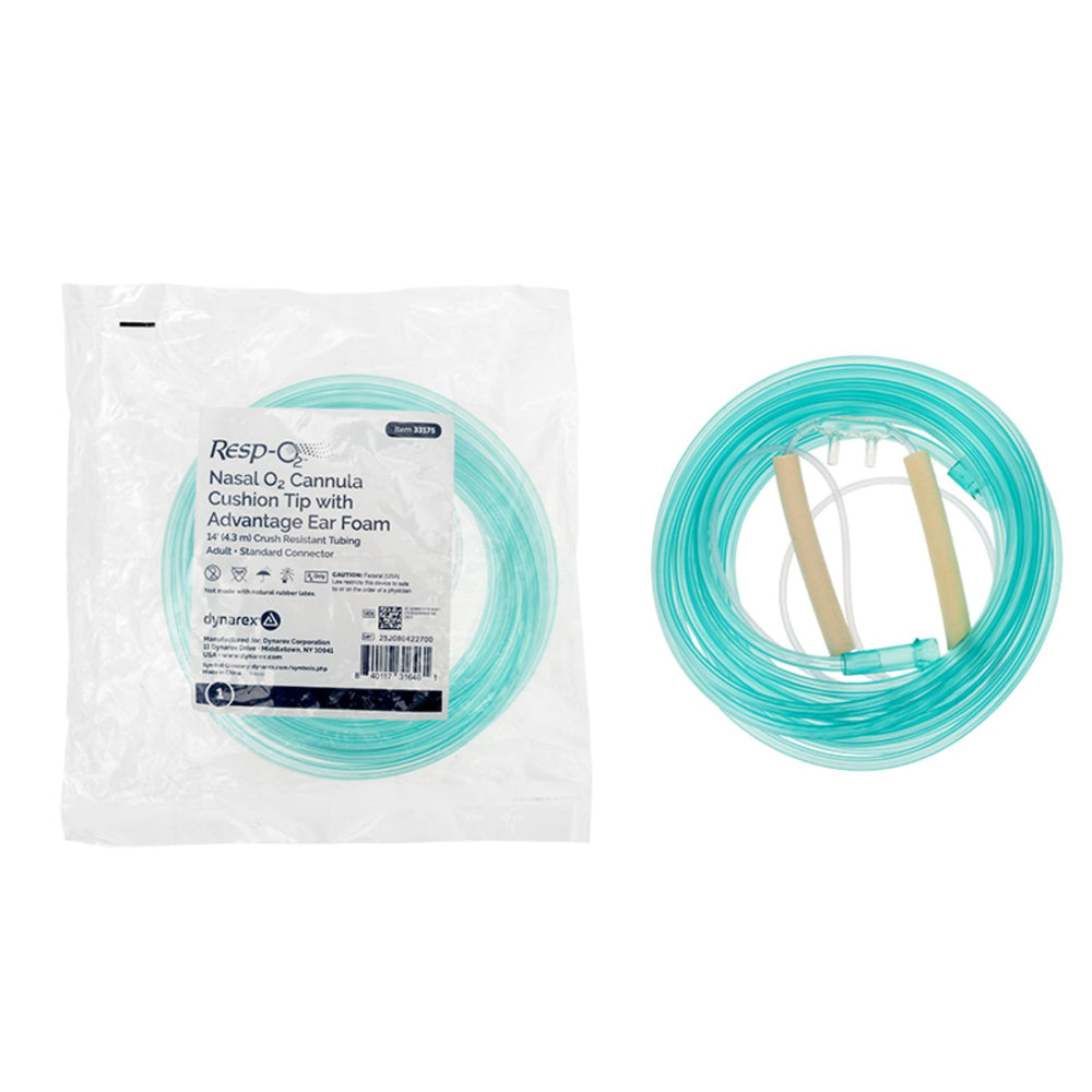 Dynarex Resp-O2 Nasal Oxygen Cannulas with Cushion Tips and Advantage Ear Foam