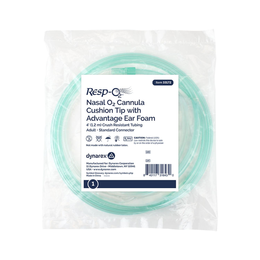 Dynarex Resp-O2 Nasal Oxygen Cannulas with Cushion Tips and Advantage Ear Foam