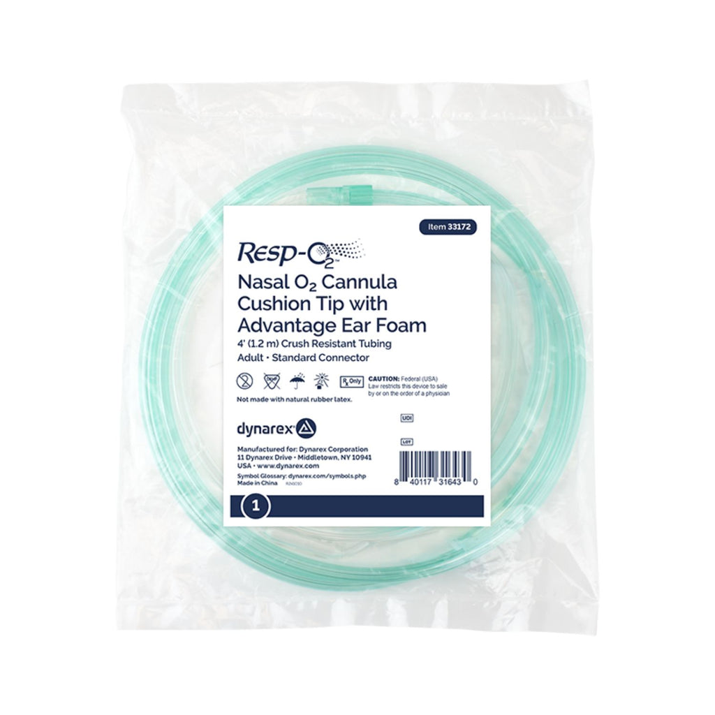 Dynarex Resp-O2 Nasal Oxygen Cannulas with Cushion Tips and Advantage Ear Foam