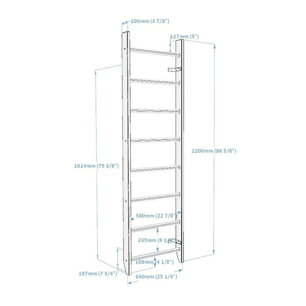 BenchK 100 Solid Beech Wooden Wall Bars with 8 Rungs