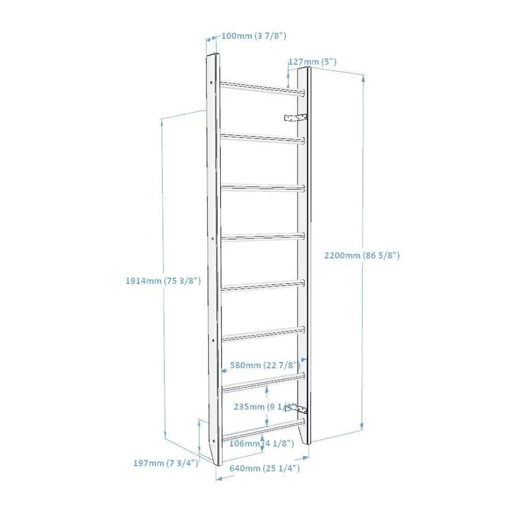 BenchK 100 Solid Beech Wooden Wall Bars with 8 Rungs