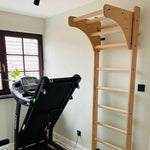 BenchK 111 Solid Beech Wooden Wall Bars with Adjustable Pull-up Bar