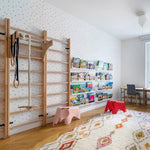 BenchK 111+A204 Kids Wooden Wall Bars with Pull-Up Bar & Gym Accessories Set