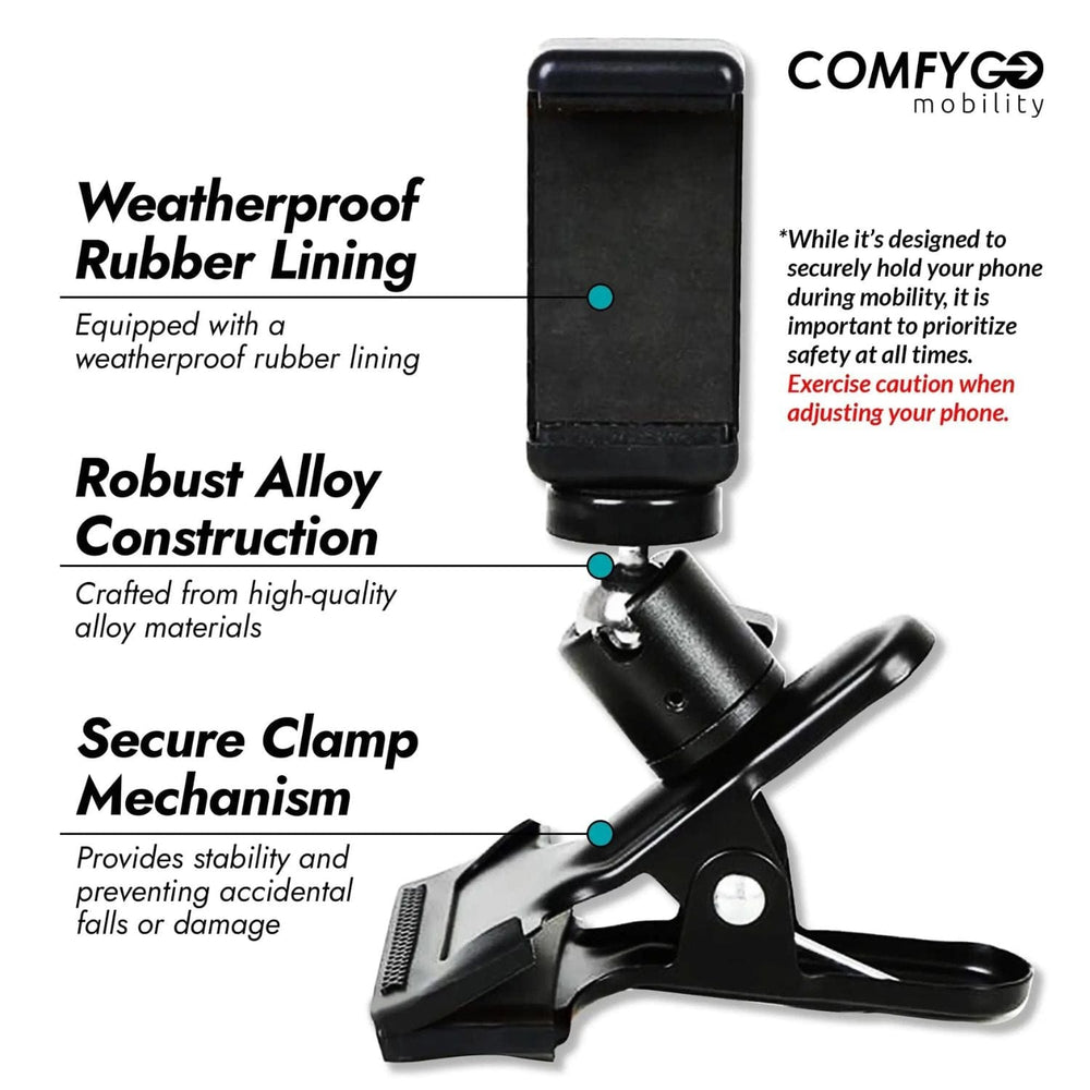ComfyGO Universal Phone Holder - sold by Dansons Medical -  manufactured by ComfyGo Mobility