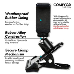 ComfyGO Universal Phone Holder - sold by Dansons Medical -  manufactured by ComfyGo Mobility