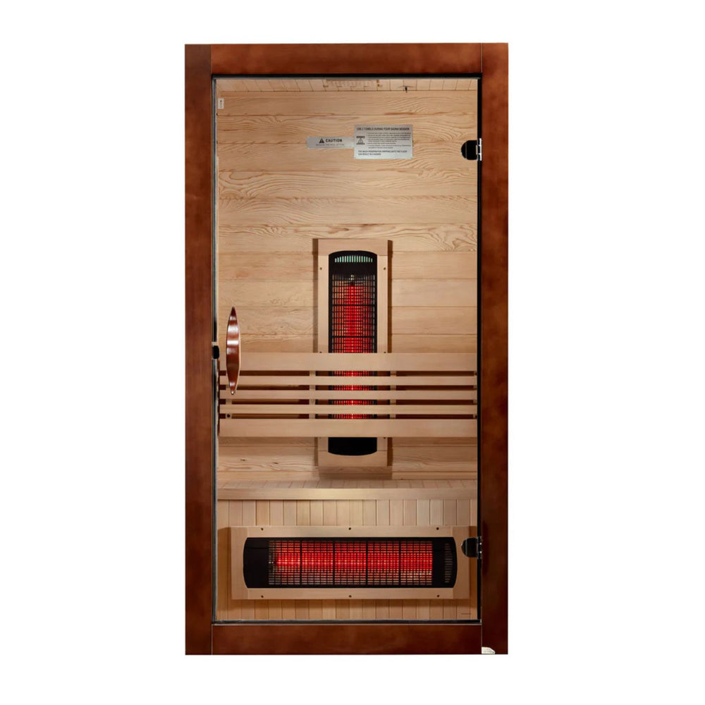 Golden Designs Dynamic Santorini 1-2 Person Near Zero EMF Full Spectrum FAR Infrared Sauna, a Saunas by Golden Designs (SCS) available at Dansons Medical
