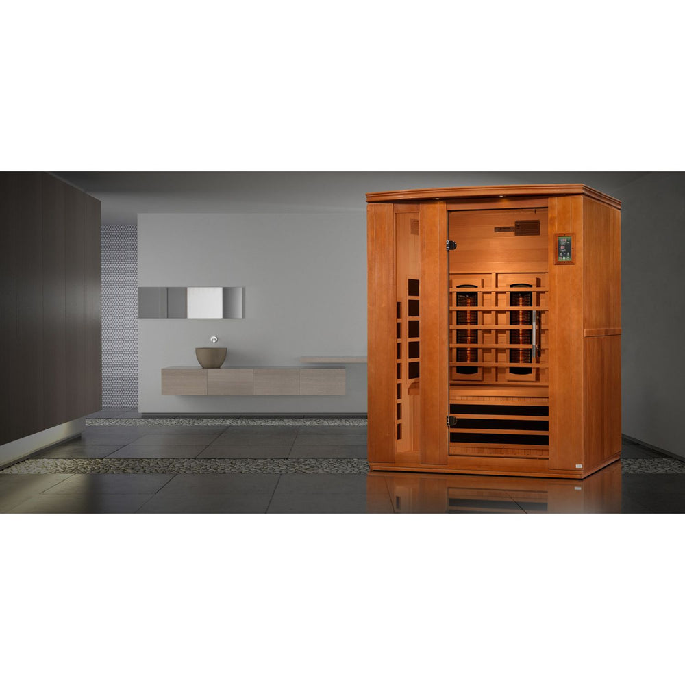 Golden Designs Dynamic Lugano 3-Person Full Spectrum Near Zero EMF FAR Infrared Sauna, a Saunas by Golden Designs (SCS) available at Dansons Medical