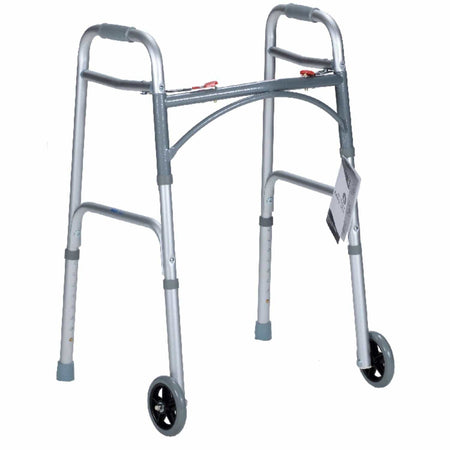 Dynarex Two Button Folding Walker with Wheels - sold by Dansons Medical - Rollator Walkers manufactured by Dynarex