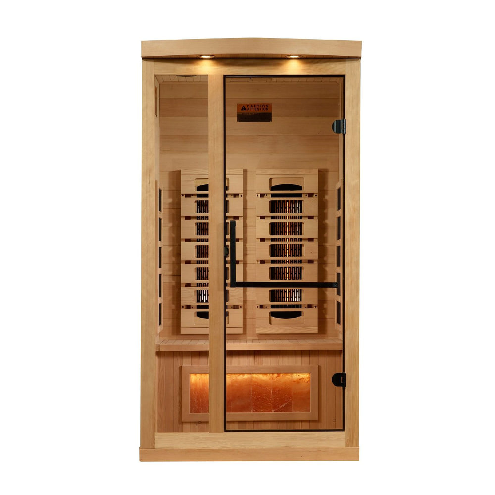 Golden Designs Reserve Edition 1-2 Person Full Spectrum Near Zero EMF FAR Infrared Sauna with Himalayan Salt Bar, a Saunas by Golden Designs (SCS) available at Dansons Medical