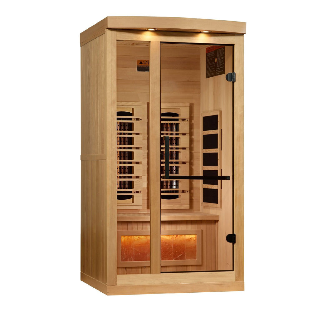 Golden Designs Reserve Edition 1-2 Person Full Spectrum Near Zero EMF FAR Infrared Sauna with Himalayan Salt Bar, a Saunas by Golden Designs (SCS) available at Dansons Medical