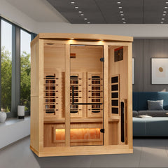 Golden Designs 2025 Reserve Edition 3-Person Full Spectrum Infrared Sauna with Himalayan Salt Bar, a Saunas by Golden Designs (SCS) available at Dansons Medical