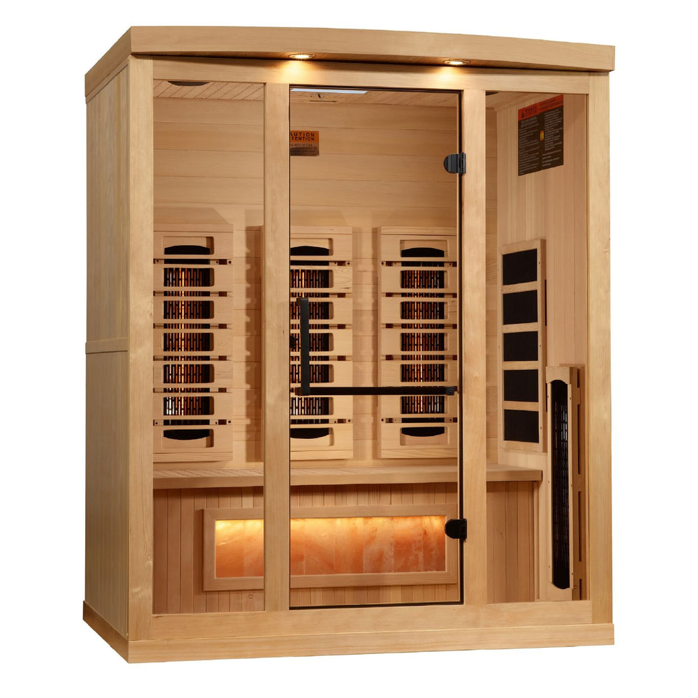 Golden Designs 2025 Reserve Edition 3-Person Full Spectrum Infrared Sauna with Himalayan Salt Bar, a Saunas by Golden Designs (SCS) available at Dansons Medical