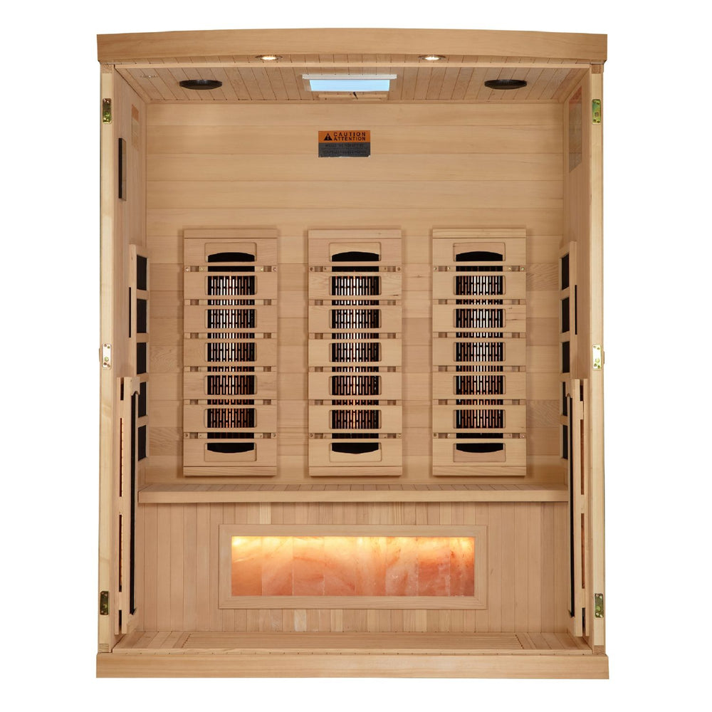 Golden Designs 2025 Reserve Edition 3-Person Full Spectrum Infrared Sauna with Himalayan Salt Bar, a Saunas by Golden Designs (SCS) available at Dansons Medical