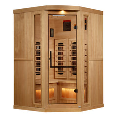 Golden Designs Reserve Edition 3-Person Corner Full Spectrum Infrared Sauna with Himalayan Salt Bar, a Saunas by Golden Designs (SCS) available at Dansons Medical