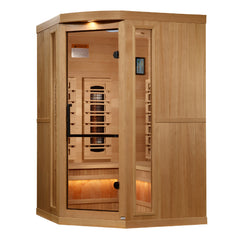 Golden Designs Reserve Edition 3-Person Corner Full Spectrum Infrared Sauna with Himalayan Salt Bar, a Saunas by Golden Designs (SCS) available at Dansons Medical