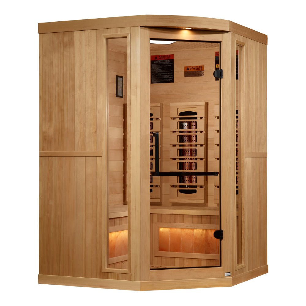 Golden Designs Reserve Edition 3-Person Corner Full Spectrum Infrared Sauna with Himalayan Salt Bar, a Saunas by Golden Designs (SCS) available at Dansons Medical