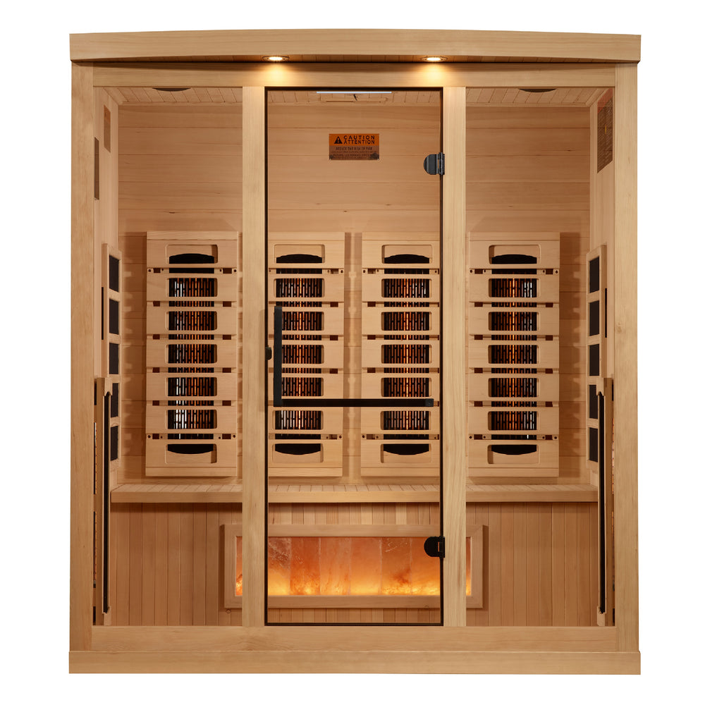 Golden Designs Reserve Edition 4-Person Full Spectrum Near Zero EMF FAR Infrared Sauna with Himalayan Salt Bar, a Saunas by Golden Designs (SCS) available at Dansons Medical