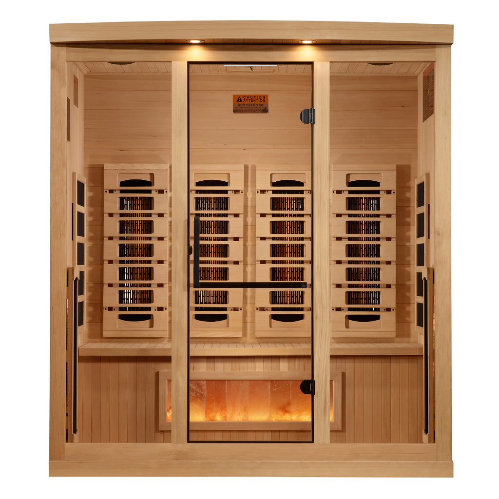 Golden Designs Reserve Edition 4-Person Full Spectrum Near Zero EMF FAR Infrared Sauna with Himalayan Salt Bar, a Saunas by Golden Designs (SCS) available at Dansons Medical