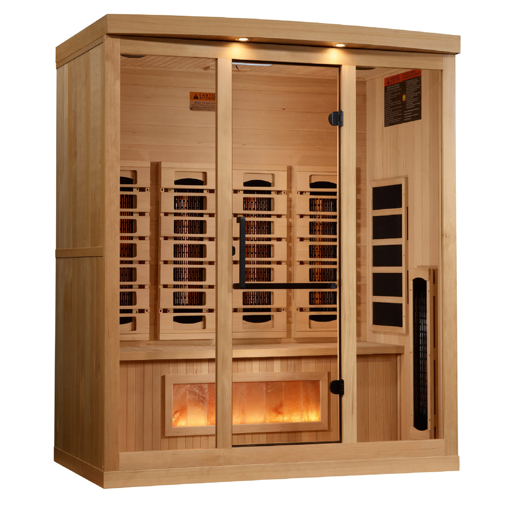 Golden Designs Reserve Edition 4-Person Full Spectrum Near Zero EMF FAR Infrared Sauna with Himalayan Salt Bar, a Saunas by Golden Designs (SCS) available at Dansons Medical