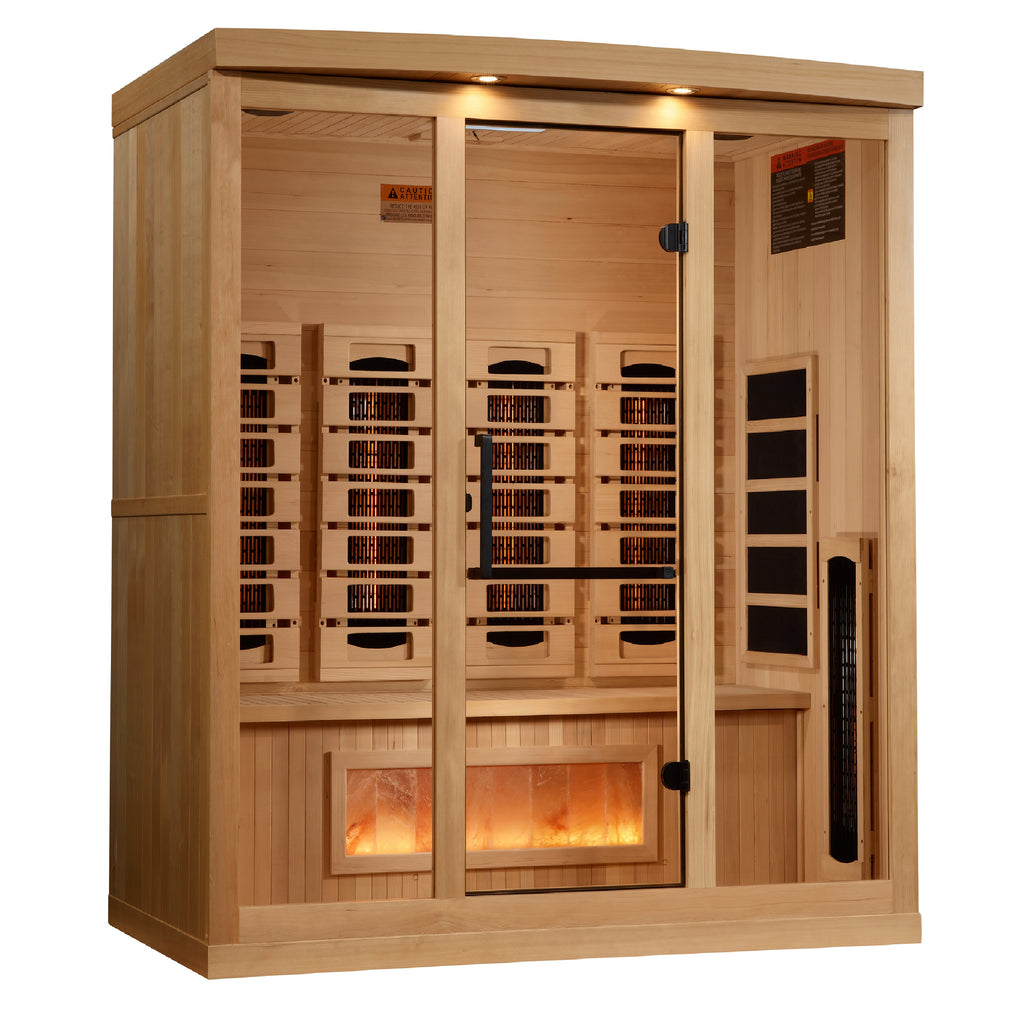 Golden Designs Reserve Edition 4-Person Full Spectrum Near Zero EMF FAR Infrared Sauna with Himalayan Salt Bar, a Saunas by Golden Designs (SCS) available at Dansons Medical