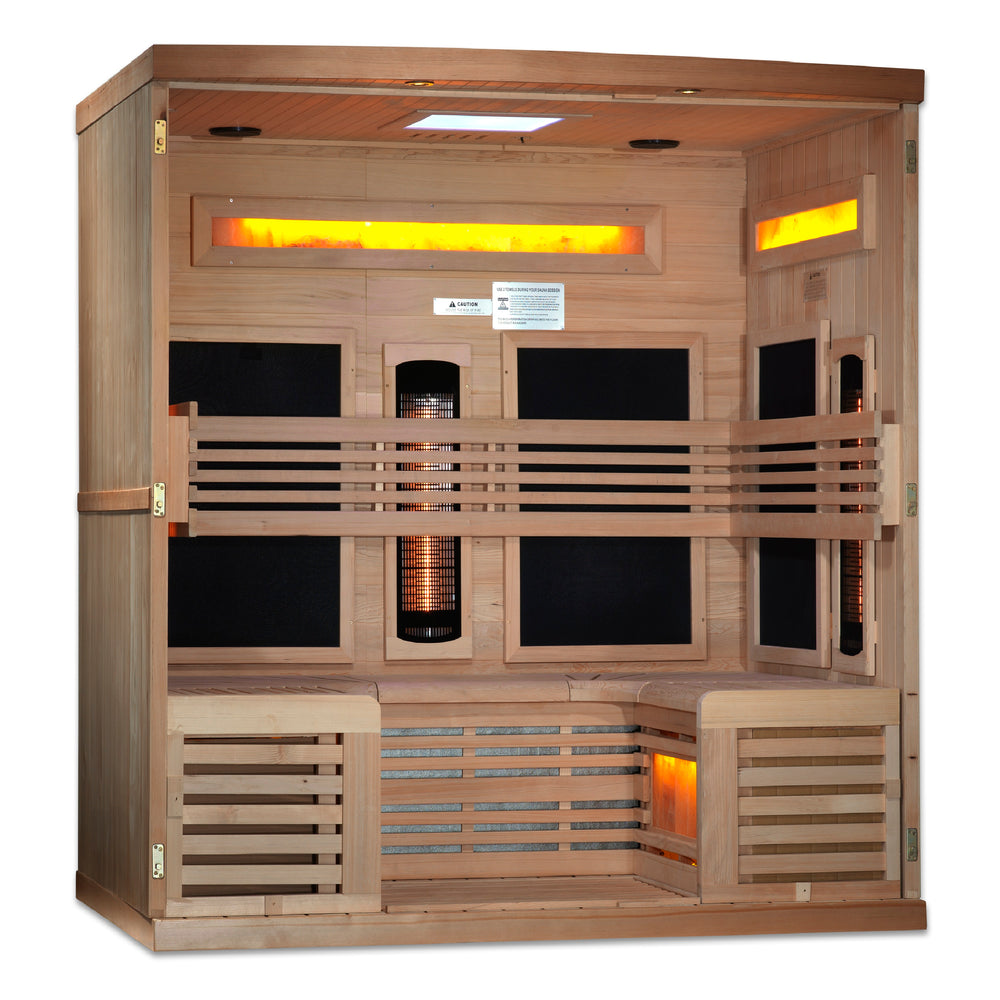 Golden Designs Reserve Edition 6-Person Full Spectrum Near Zero EMF Infrared Sauna with Himalayan Salt Bar, a Saunas by Golden Designs (SCS) available at Dansons Medical