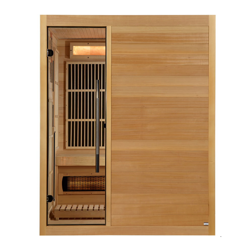 Golden Designs Soria 3-Person Full Spectrum Hybrid Indoor Sauna with Harvia Stove, a Saunas by Golden Designs (SCS) available at Dansons Medical