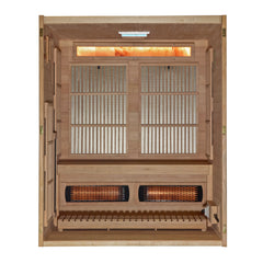 Golden Designs Soria 3-Person Full Spectrum Hybrid Indoor Sauna with Harvia Stove, a Saunas by Golden Designs (SCS) available at Dansons Medical