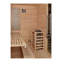 Golden Designs Soria 3-Person Full Spectrum Hybrid Indoor Sauna with Harvia Stove, a Saunas by Golden Designs (SCS) available at Dansons Medical