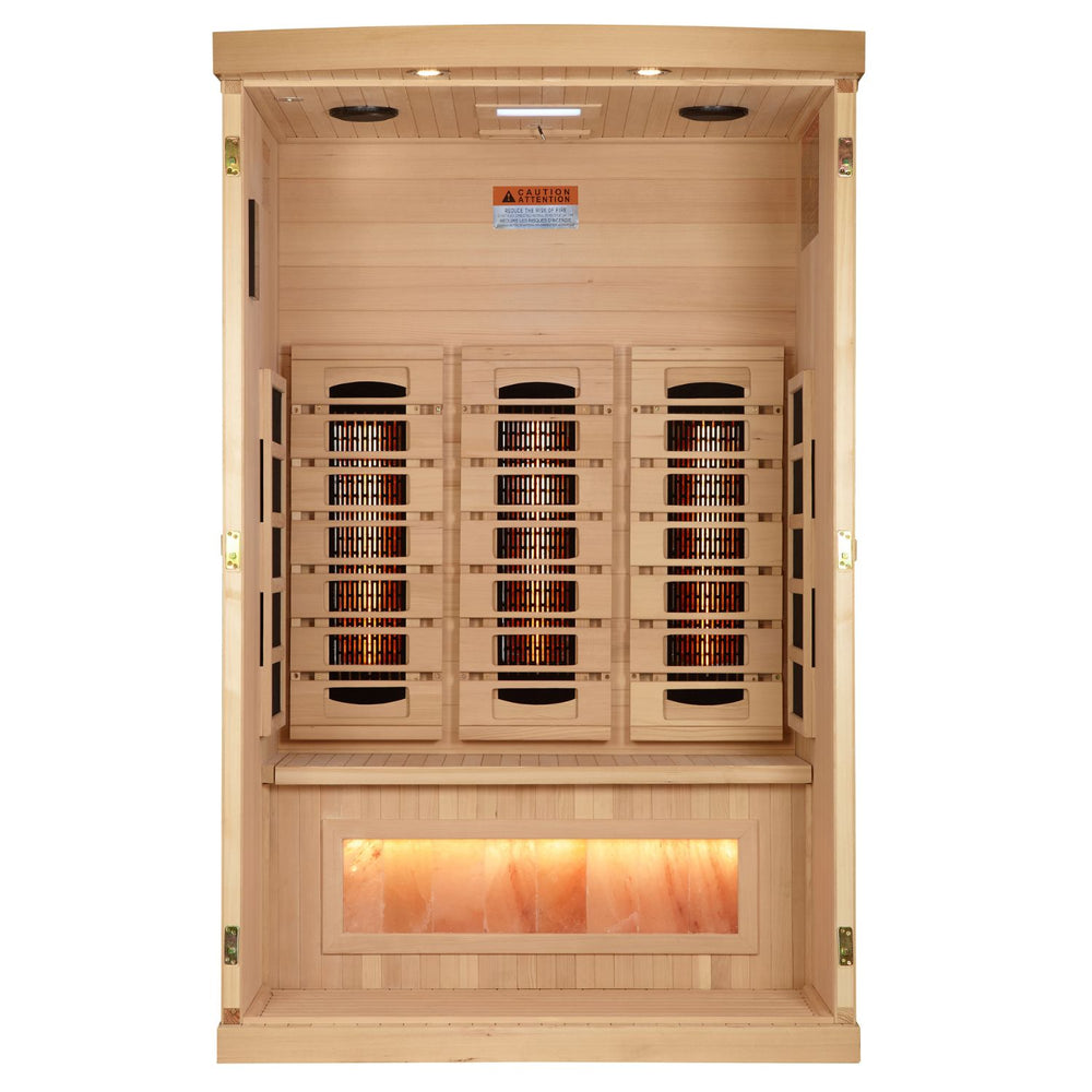 Golden Designs 2025 Reserve Edition 2-Person Full Spectrum Infrared Sauna with Himalayan Salt Bar, a Saunas by Golden Designs (SCS) available at Dansons Medical